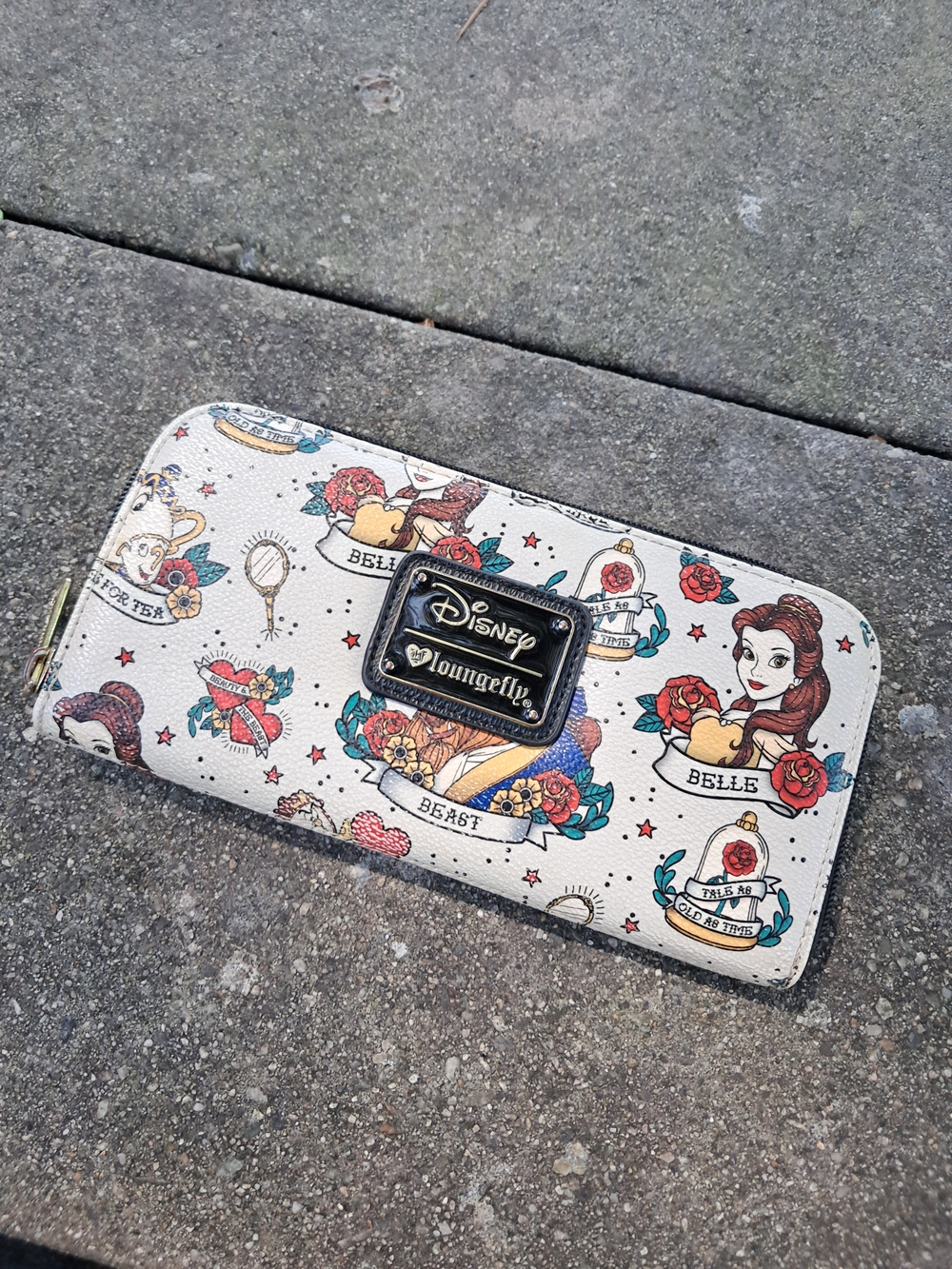 Loungefly Belle Tattoo-Print Kids Wallet - Cream